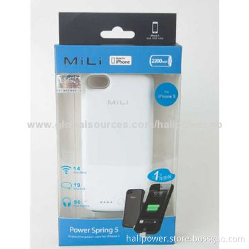 MFI 2,200mAh capacity power bank for iPhone 5/5S/5C with built-in charging cable